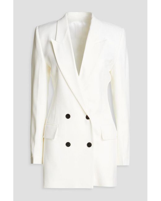 Victoria Beckham White Wool-twill Mini Tuxedo Dress
