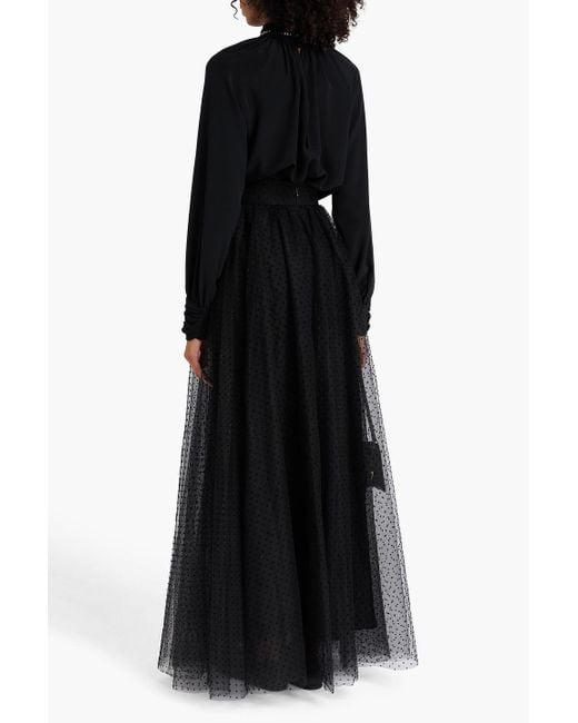 Zimmermann Black Polka-dot Flocked Tulle Maxi Skirt