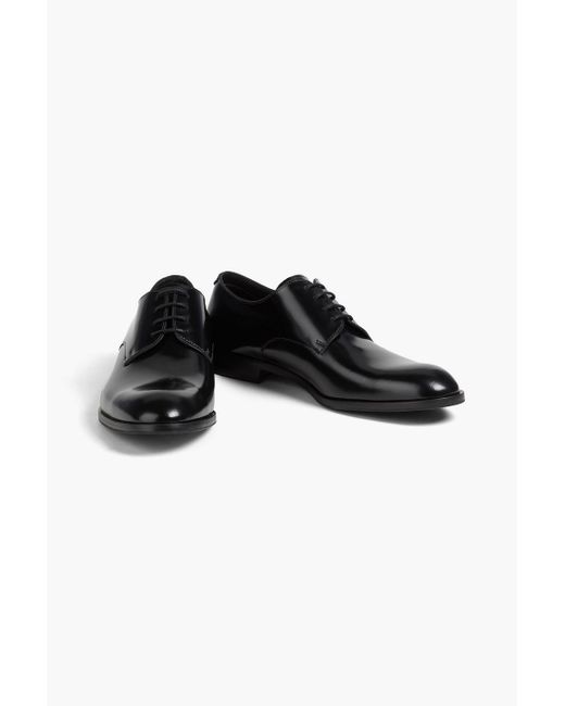 Emporio Armani Black Glossed Leather Oxford Shoes for men