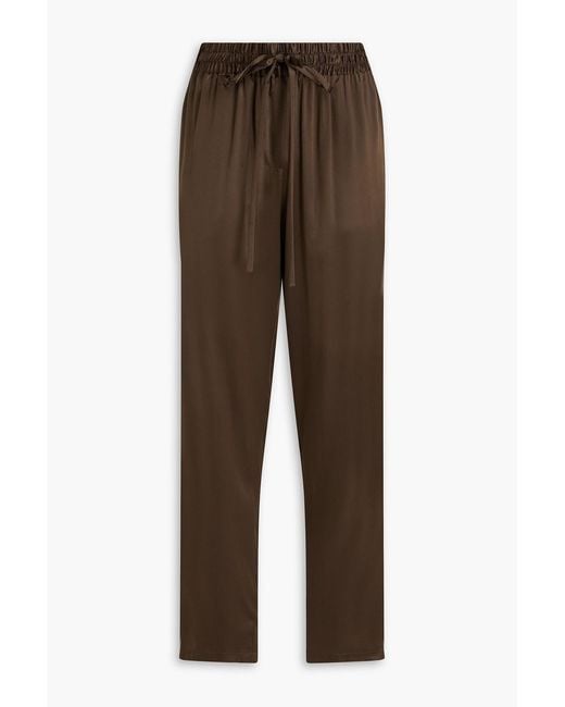 Dolce & Gabbana Brown Stretch-silk Tapered Pants