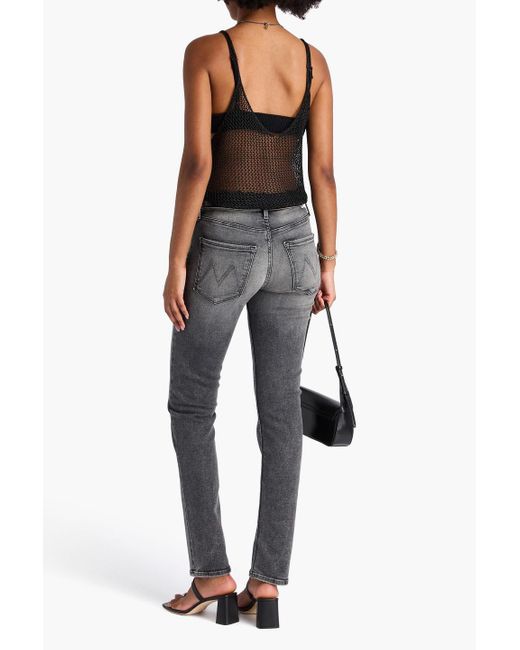 Mother Gray The mid rise rider skimp halbhohe jeans mit geradem bein