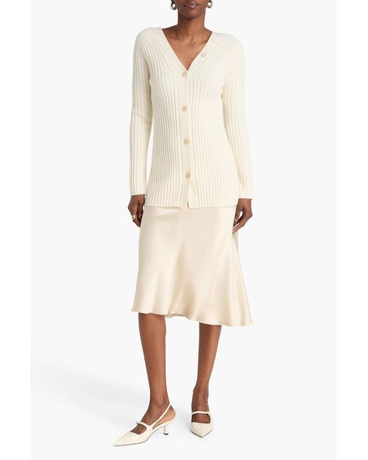 Theory Natural Ribbed Wool Cardigan