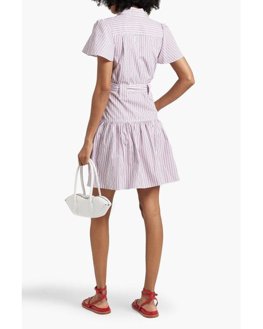 10 Crosby Derek Lam Pink Luma Striped Cotton-poplin Mini Shirt Dress