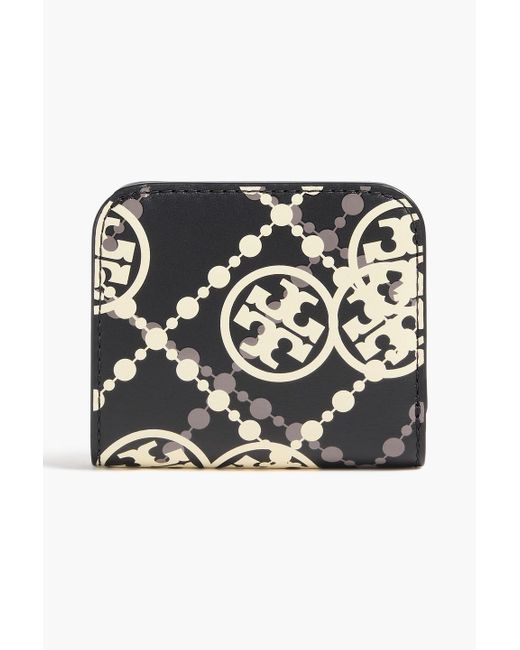 Tory Burch Black T monogram portemonnaie aus leder mit print