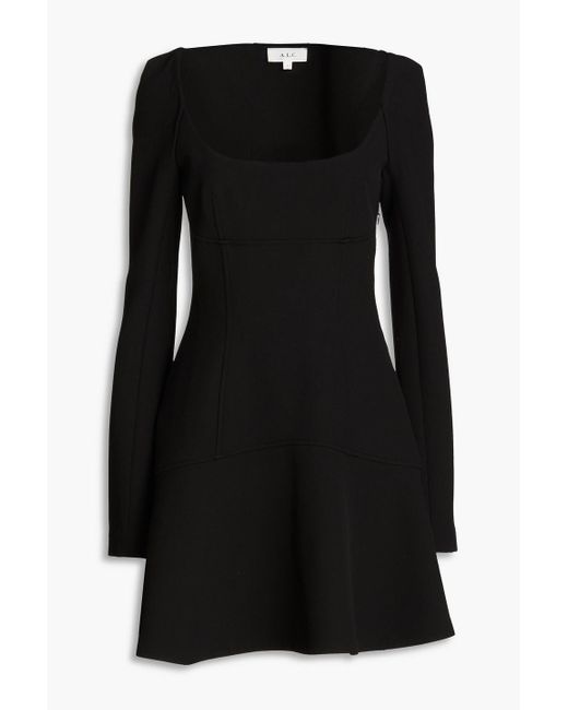 A.L.C. Black Heidi Combo Fit & Flare Mini Dress