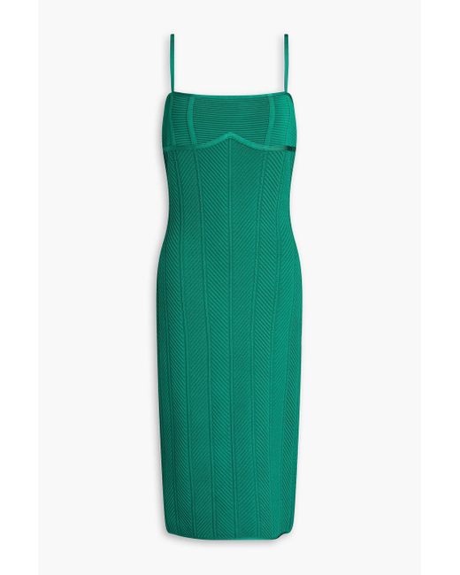 herve leger green bandage dress TURQUOISE ROUND NECK GOWN main image 0