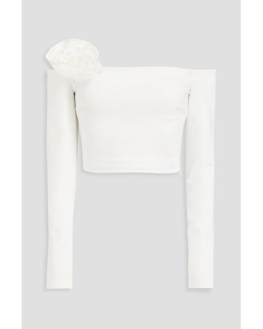 Nicholas White Off-the-shoulder Cropped Jersey Top
