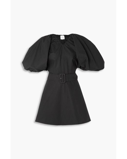 Patou Black Belted Cotton-Sateen Mini Dress
