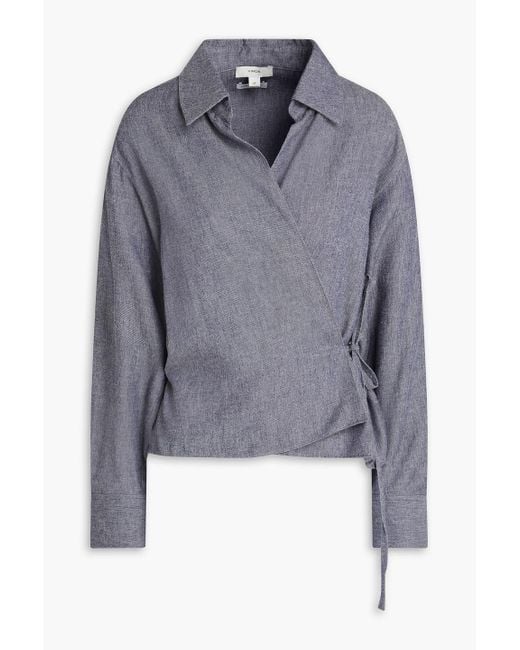 Vince Blue Chambray Wrap Top