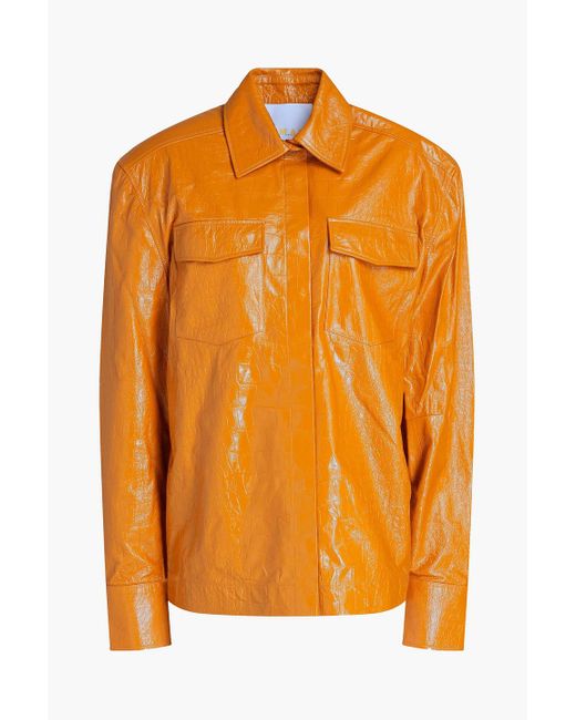 REMAIN Birger Christensen Carina Croc-effect Leather Shirt in Yellow ...