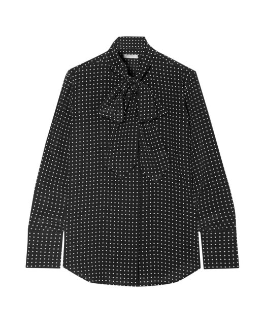 Equipment Luis Pussy-bow Polka-dot Washed-silk Blouse Black