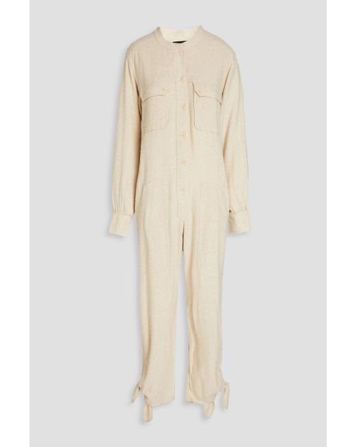 Isabel Marant Natural Tacaia Cropped Silk-twill Jumpsuit