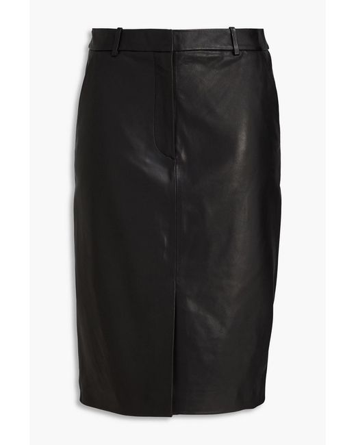 Veronica Beard Black Maxine Leather Midi Skirt