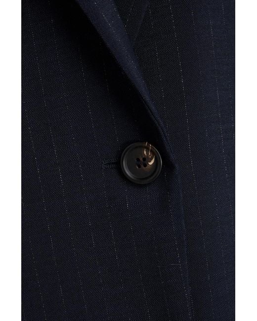 Brunello Cucinelli Blue Pinstriped Wool Blazer