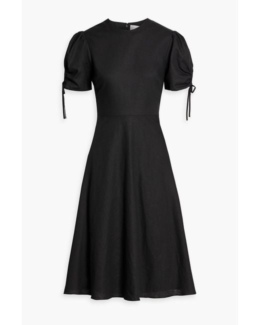 Mikael Aghal Black Cotton And Linen-Blend Dress