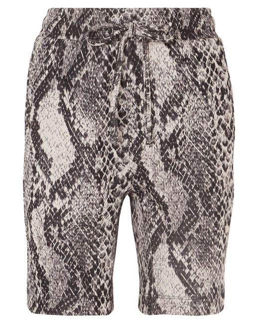 Twenty Gray Strike Cropped Cotton-blend Snake-jacquard Shorts