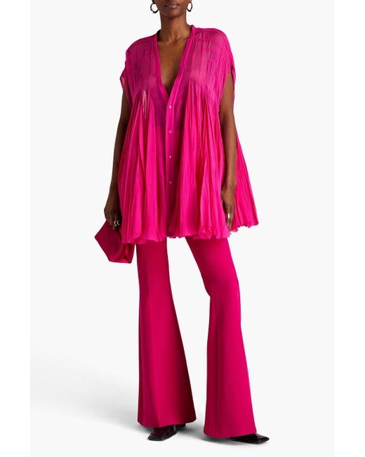 Rick Owens Pink Fluted Silk-chiffon Vest