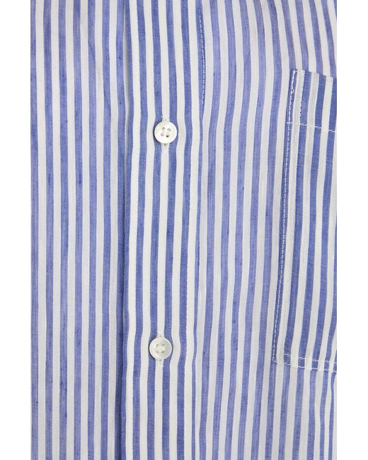 Brunello Cucinelli Blue Striped Linen And Silk-Blend Shirt