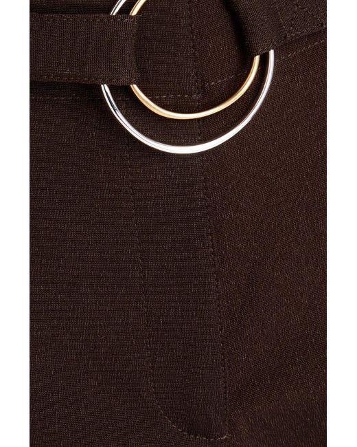 Tory Burch Brown Belted Faille Straight-Leg Pants