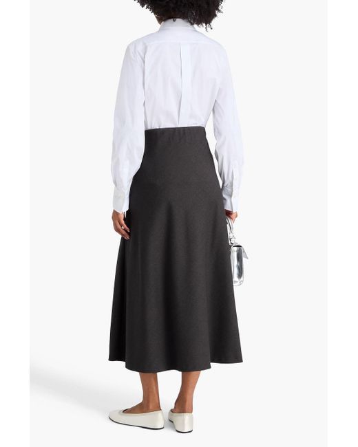 Brunello Cucinelli Black Wool-Blend Twill Midi Skirt