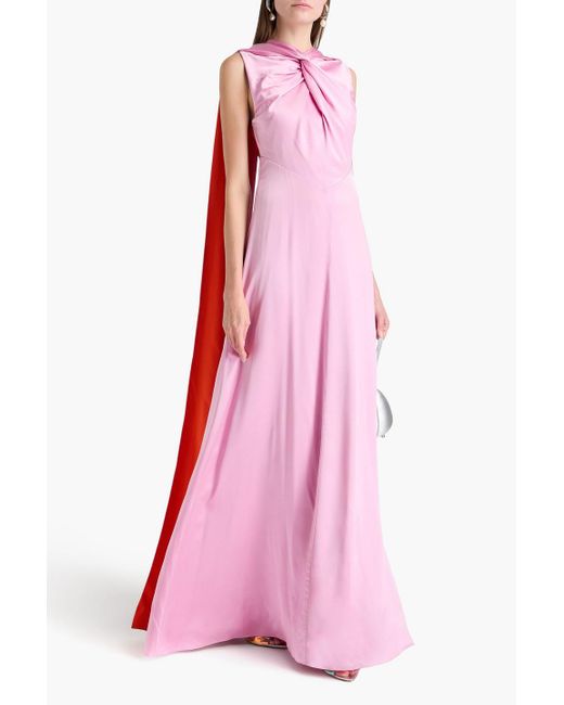 Roksanda Pink Draped Twisted Silk-satin Crepe Gown