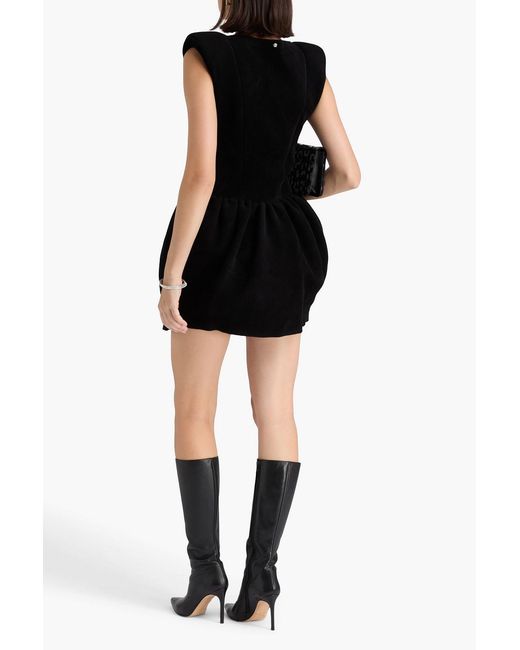 Versace Black Gathered Fleece Mini Dress