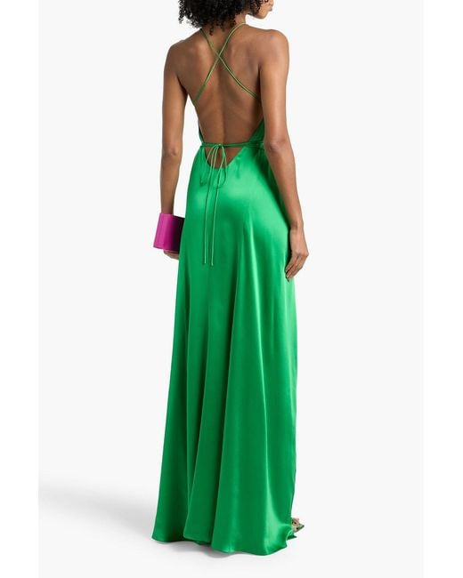 Michelle Mason Silk-Satin Wrap Gown in Green | Lyst