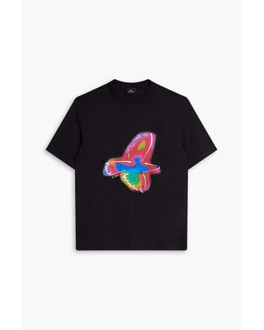 Paul Smith Black Printed Cotton-jersey T-shirt for men