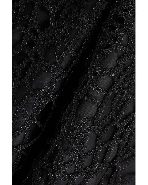 Aje. Black Patina Metallic Macramé Lace Midi Skirt