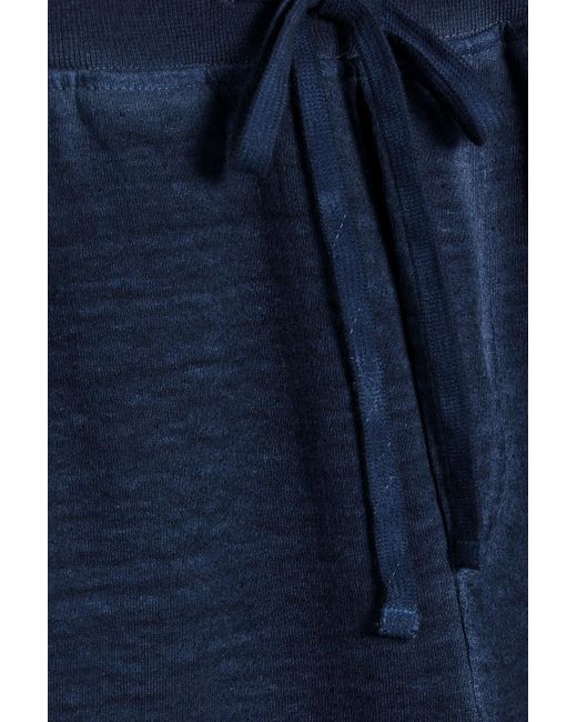 120% Lino Blue Mélange Linen And Cotton-blend French Terry Drawstring Sweatpants for men