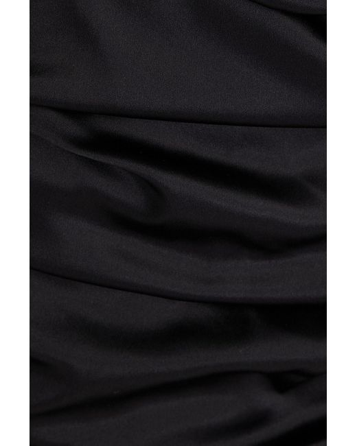 Dolce & Gabbana Black Fluted Silk-blend Satin Midi Dress