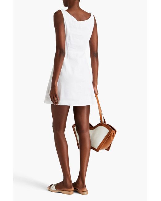 Theory White Ballerina Linen-blend Mini Dress