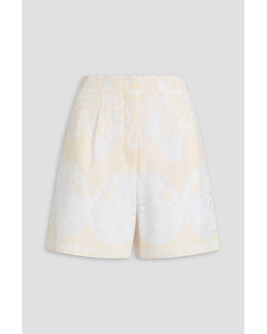 Borgo De Nor White Gwen Lace-Paneled Voile Shorts