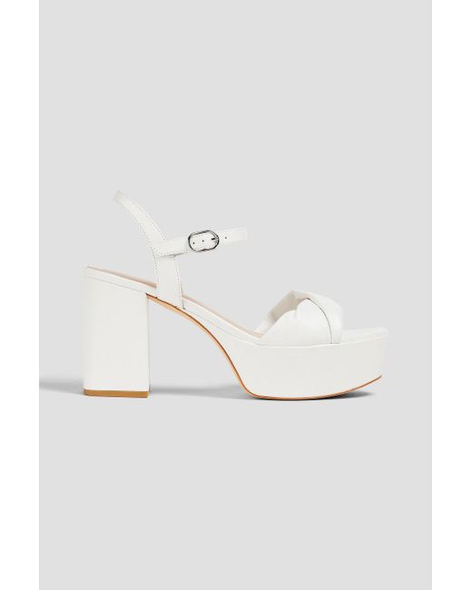 Stuart Weitzman White Twisted Leather Platform Sandals