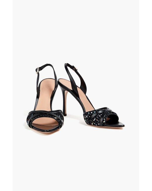 Malone Souliers Black Slingback-sandalen "jayce" aus tweed und leder