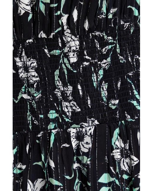 Rag & Bone Black Calista Shirred Metallic Floral-print Chiffon Maxi Dress