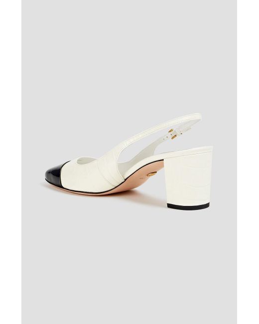 Veronica Beard White Cecile slingback-pumps aus lackleder mit krokodileffekt