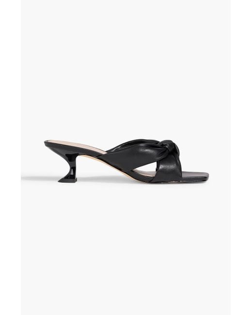 Stuart Weitzman Black Playa 50 Knotted Padded Leather Mules