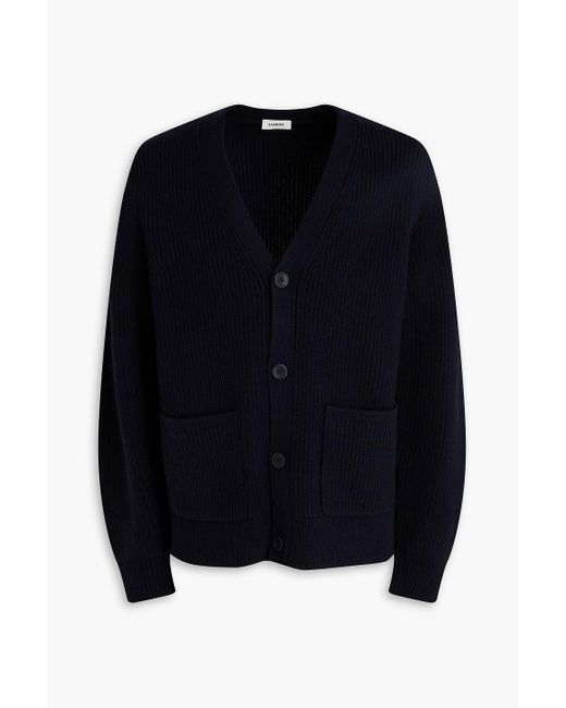 Sandro Blue Ribbed Wool And Cashmere-blend Cardigan for men