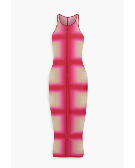 Rick Owens Pink Tie-dyed Cupro-blend Jersey Midi Dress