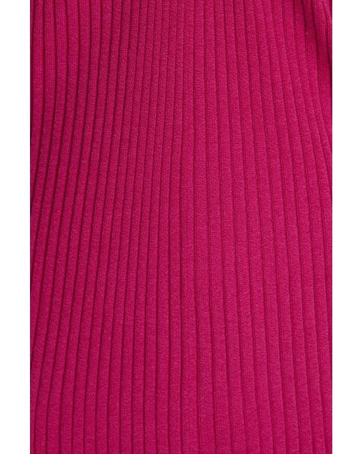 Ba&sh Pink Cutout Ribbed-knit Maxi Dress