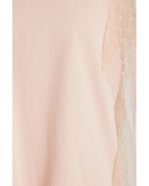 RED Valentino White Ruffled Point D'esprit-trimmed Cotton-jersey Top