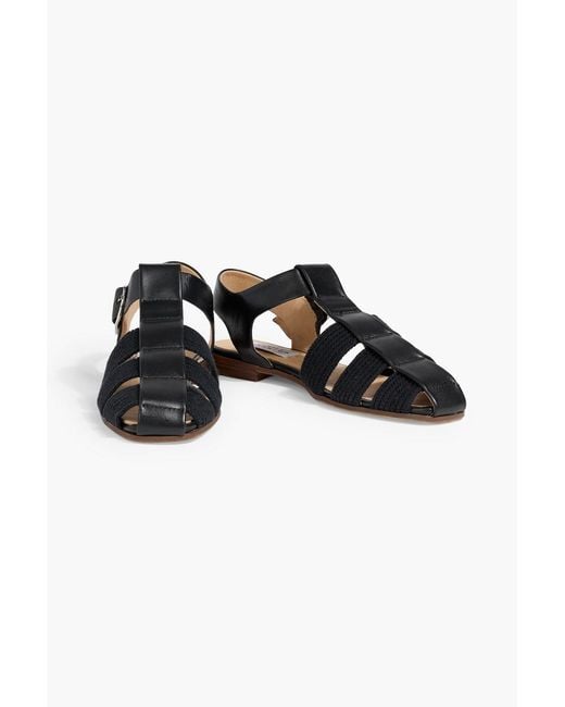 Gabriela Hearst Black Calla Crochet And Leather Sandals