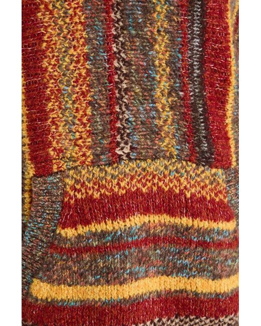 The Elder Statesman Orange Striped Wool-blend Hooded Sweater