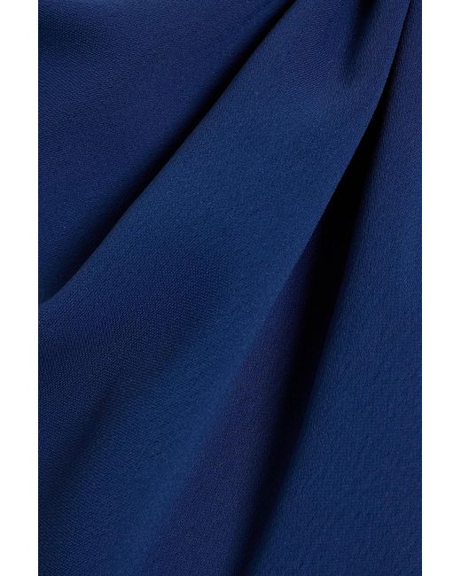 Badgley Mischka Blue Bow-embellished Crepe Dress