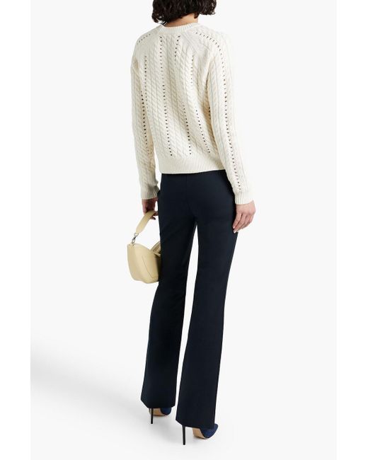10 Crosby Derek Lam White Aitana Lace-up Cable-knit Wool Sweater