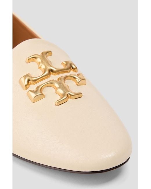 Tory Burch Natural Eleanor Embellished Leather Loafers