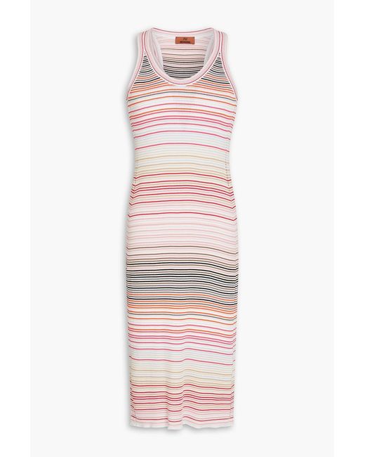 Missoni Pink Striped Ribbed Cotton-blend Dress