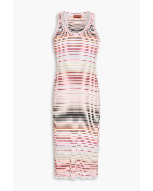 Missoni Pink Striped Ribbed Cotton-blend Dress