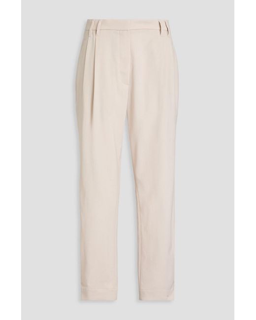 Brunello Cucinelli White Bead-embellished Wool-twill Tapered Pants